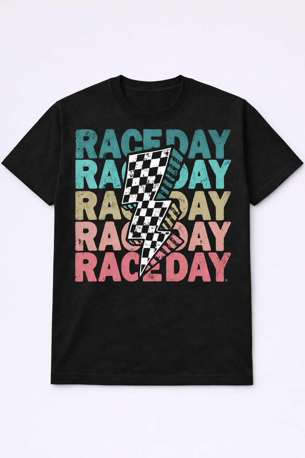 Race Day Lightning Bolt Tee | Retro Racing Graphic Shirt