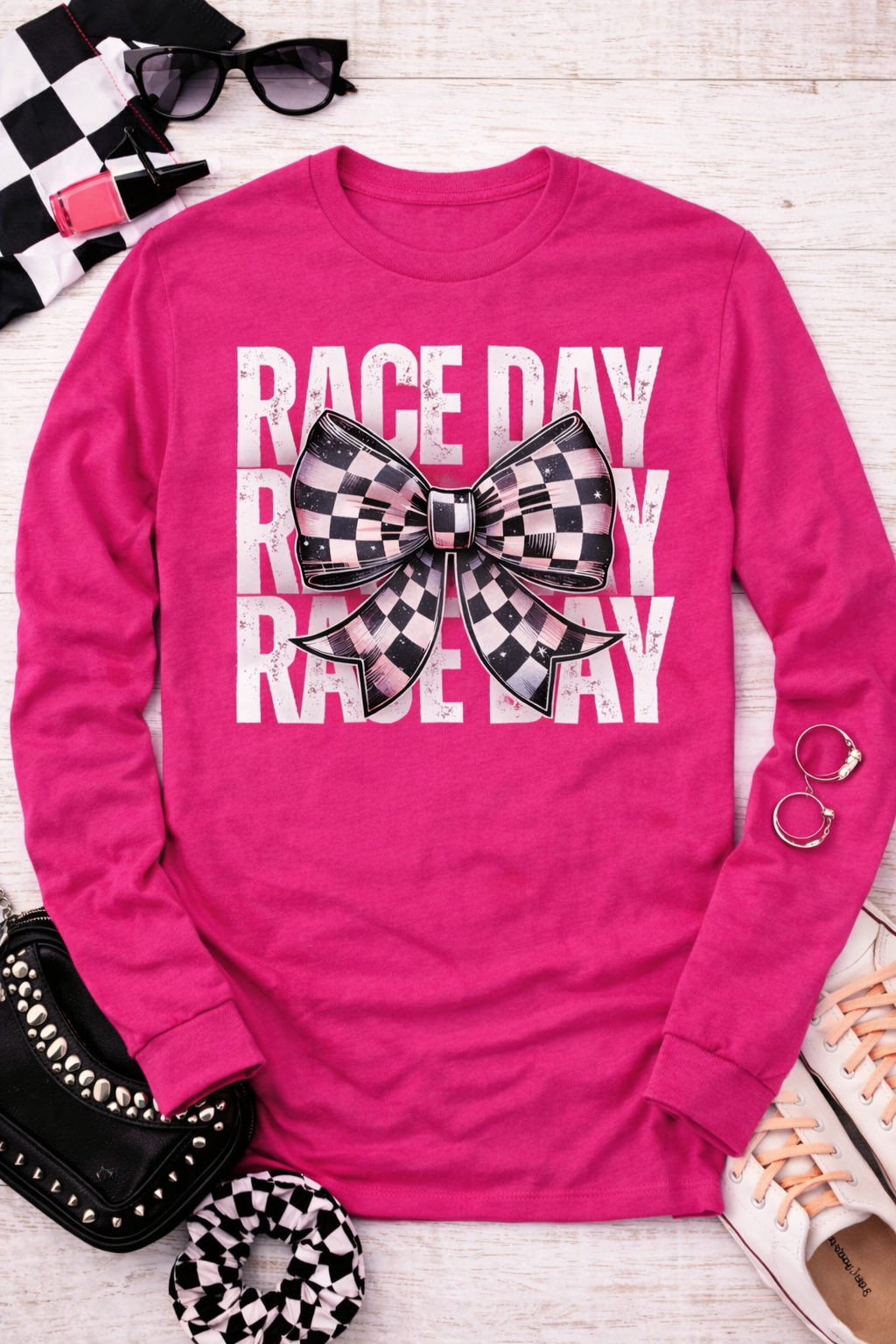 Race Day Bow Long Sleeve Tee
