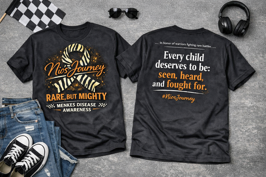 Nio’s Journey Tee – Rare But Mighty | Menkes Disease Awareness Shirt