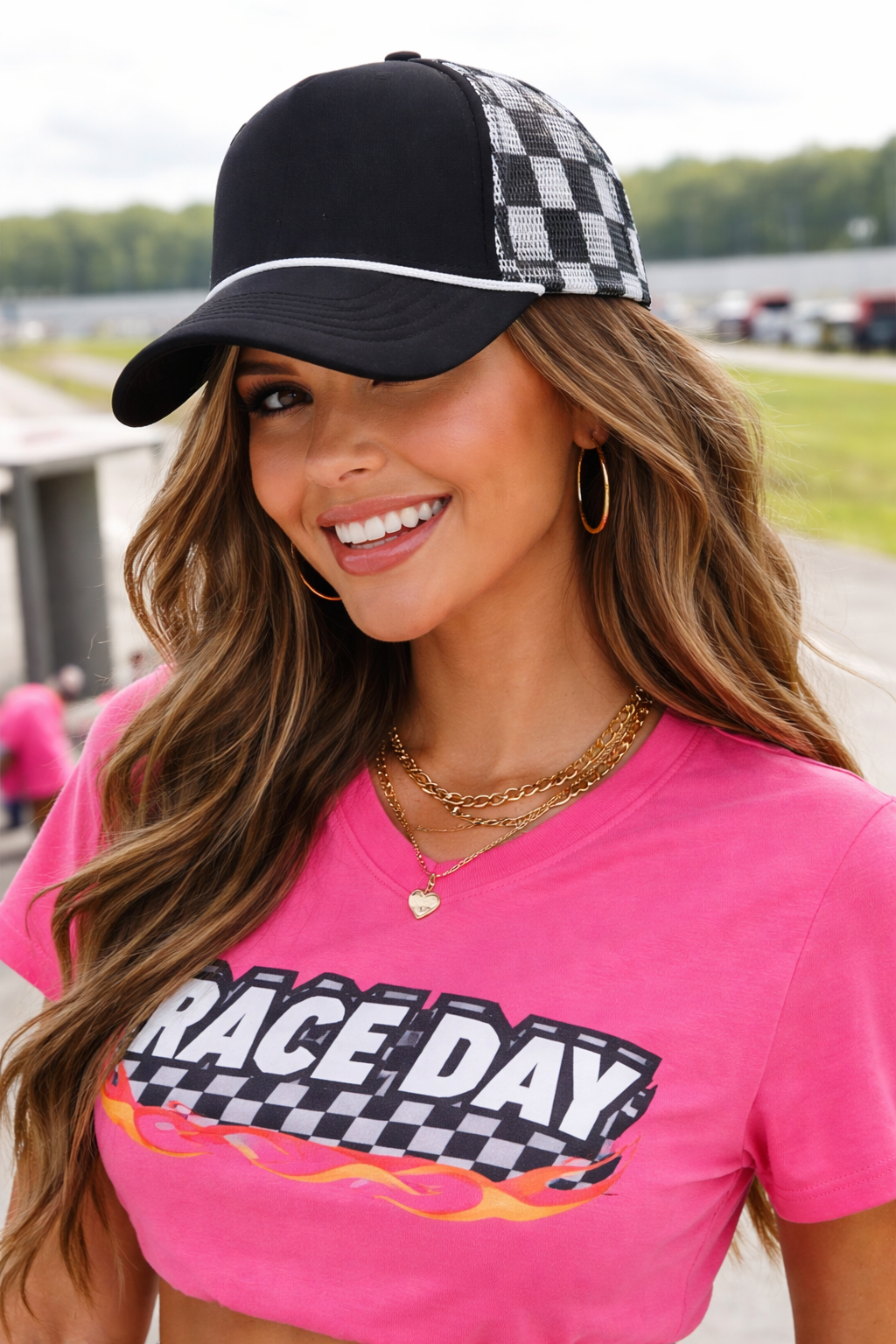 Race Day Checkered Trucker Hat