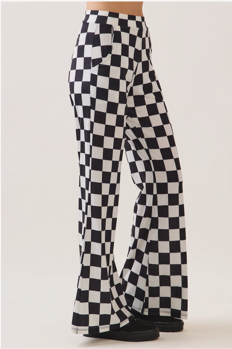 🏁 Race Day Checkered Flare Pants