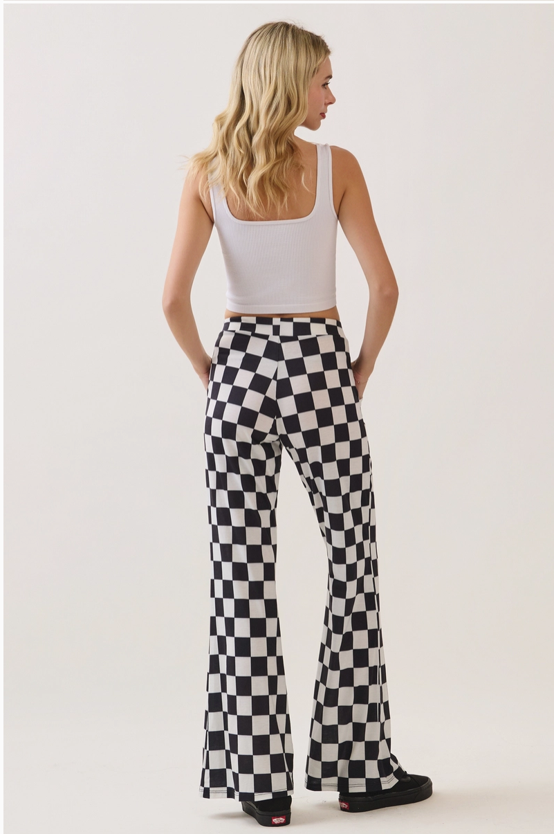 🏁 Race Day Checkered Flare Pants
