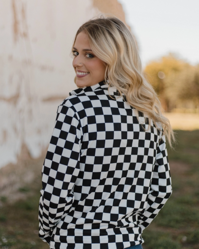 Race Day Checkered Quarter-Zip Pullover