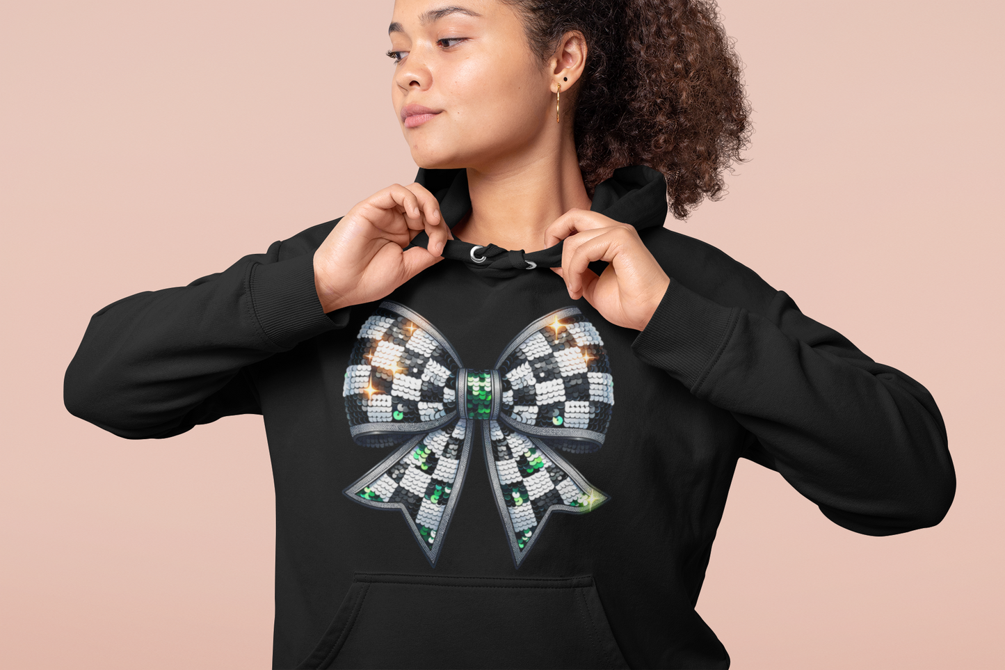 Sequin Checkered Bow Hoodie